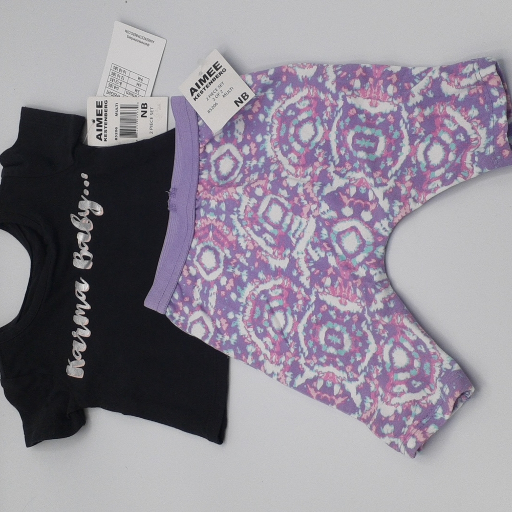 AIMEE KESTENBERG BABY GIRL SET 2PC PANTS & TEE SHIRT NWT NB
